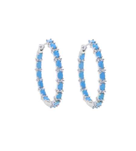 Turquoise Cz Hoop