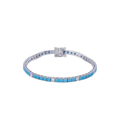 Turquoise Cz Tennis Bracelet