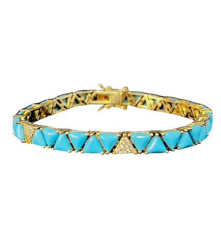 Triangle turquoise Cz Tennis Bracelet
