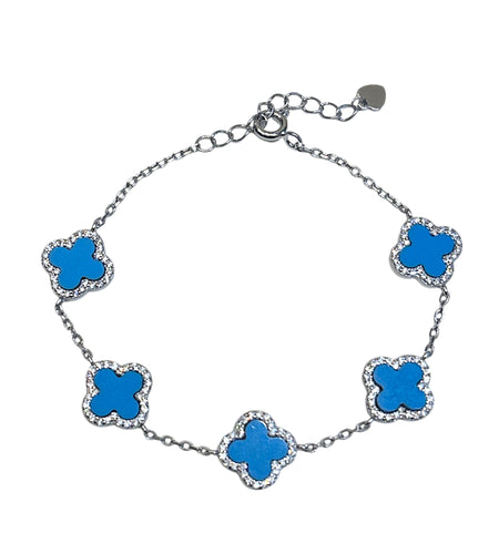 5 Clover stone Bracelet with CZ