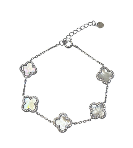 5 Clover stone Bracelet with CZ
