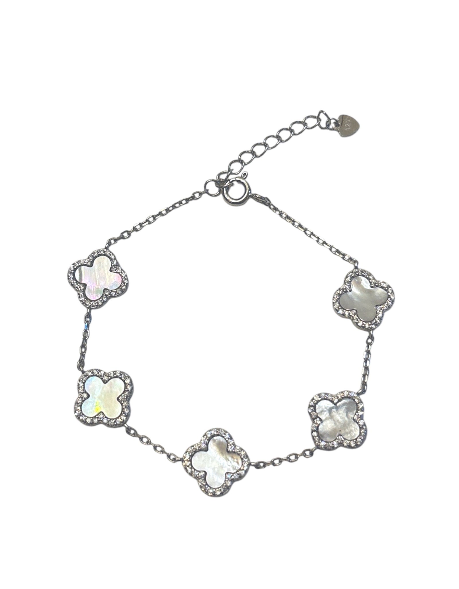 5 Clover stone Bracelet with CZ