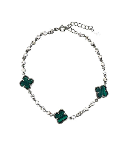 3 Clover stone Bracelet with CZ