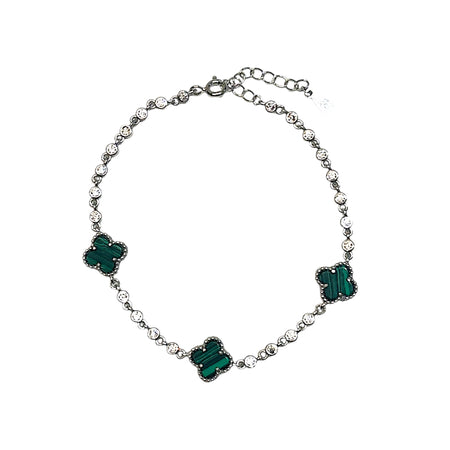 3 Clover stone Bracelet with CZ
