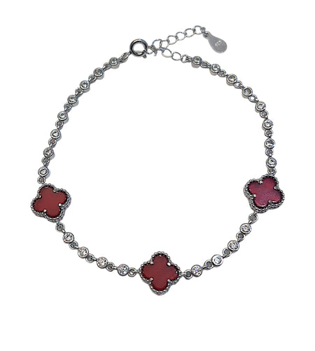 3 Clover stone Bracelet with CZ