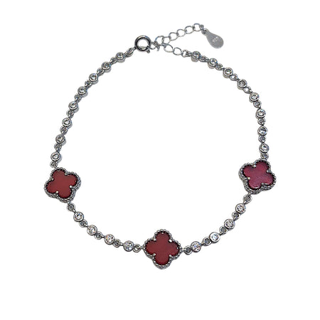 3 Clover stone Bracelet with CZ