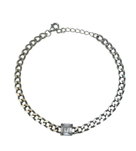 Cuban chain bracelet with cz