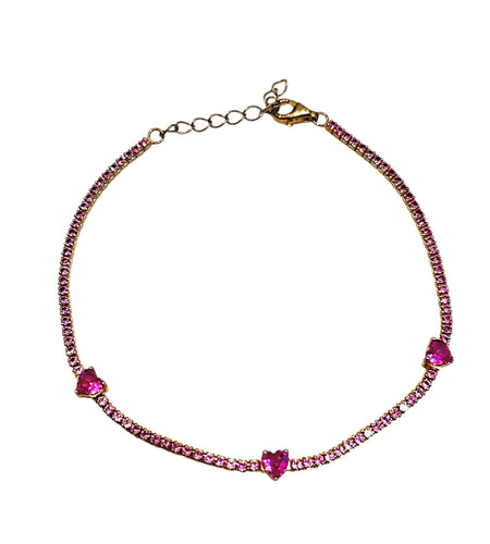 Hearts Cz tennis bracelet