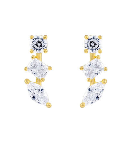 Triple Stone Drop Studs