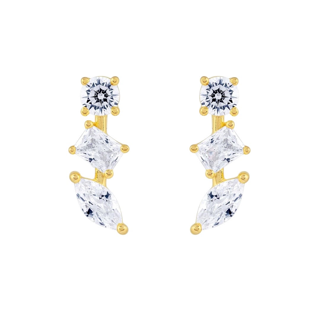 Triple Stone Drop Studs