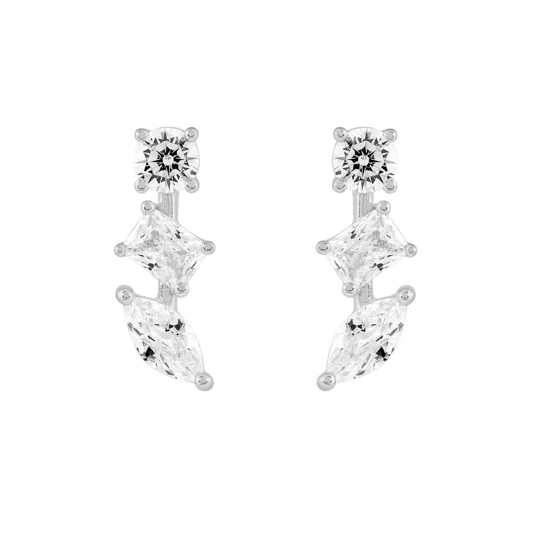 Triple Stone Drop Studs