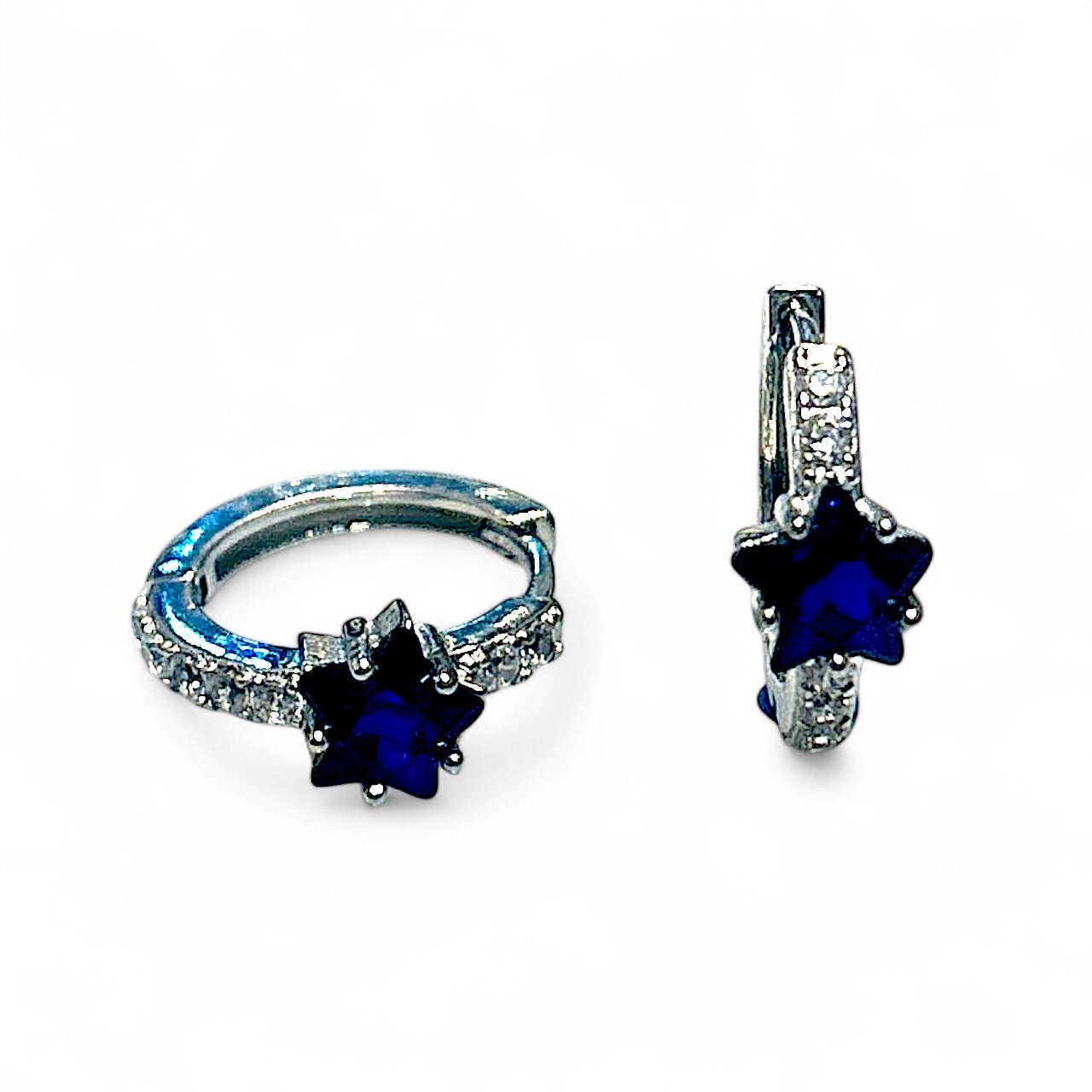Color Cz star huggie