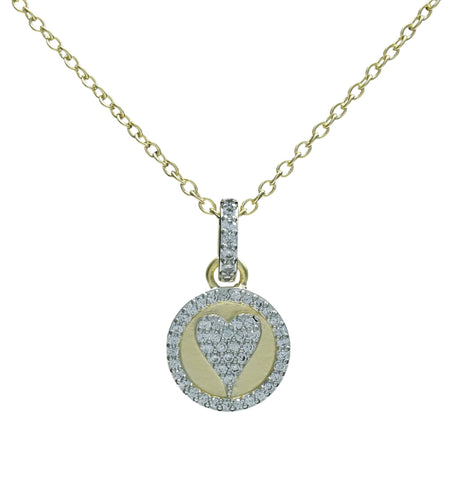Pave heart on charm necklace