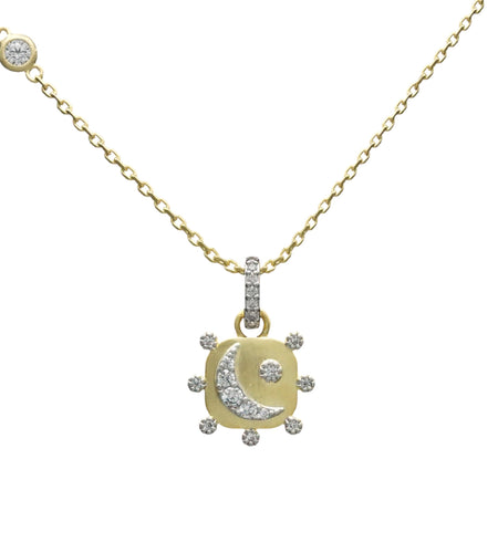 Pave Moon on charm necklace