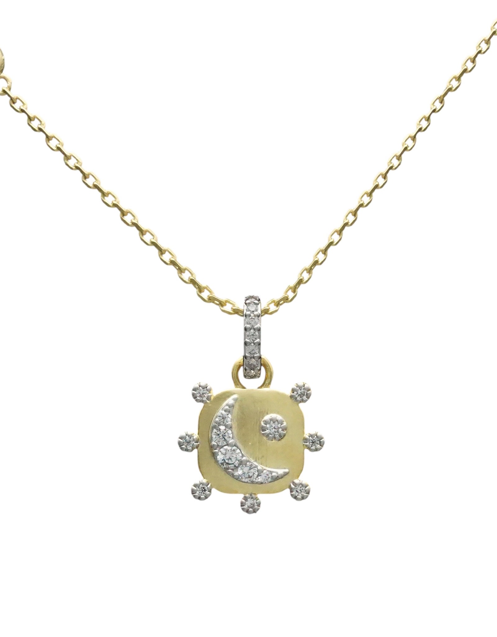 Pave Moon on charm necklace