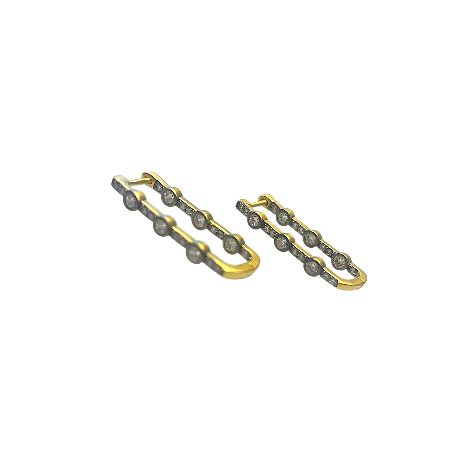 Rectangle pave Hoops