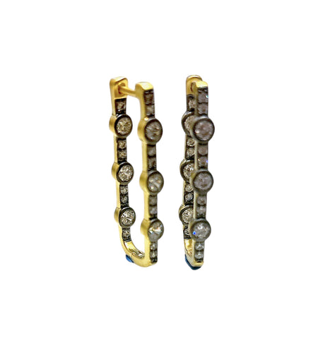 Rectangle pave Hoops