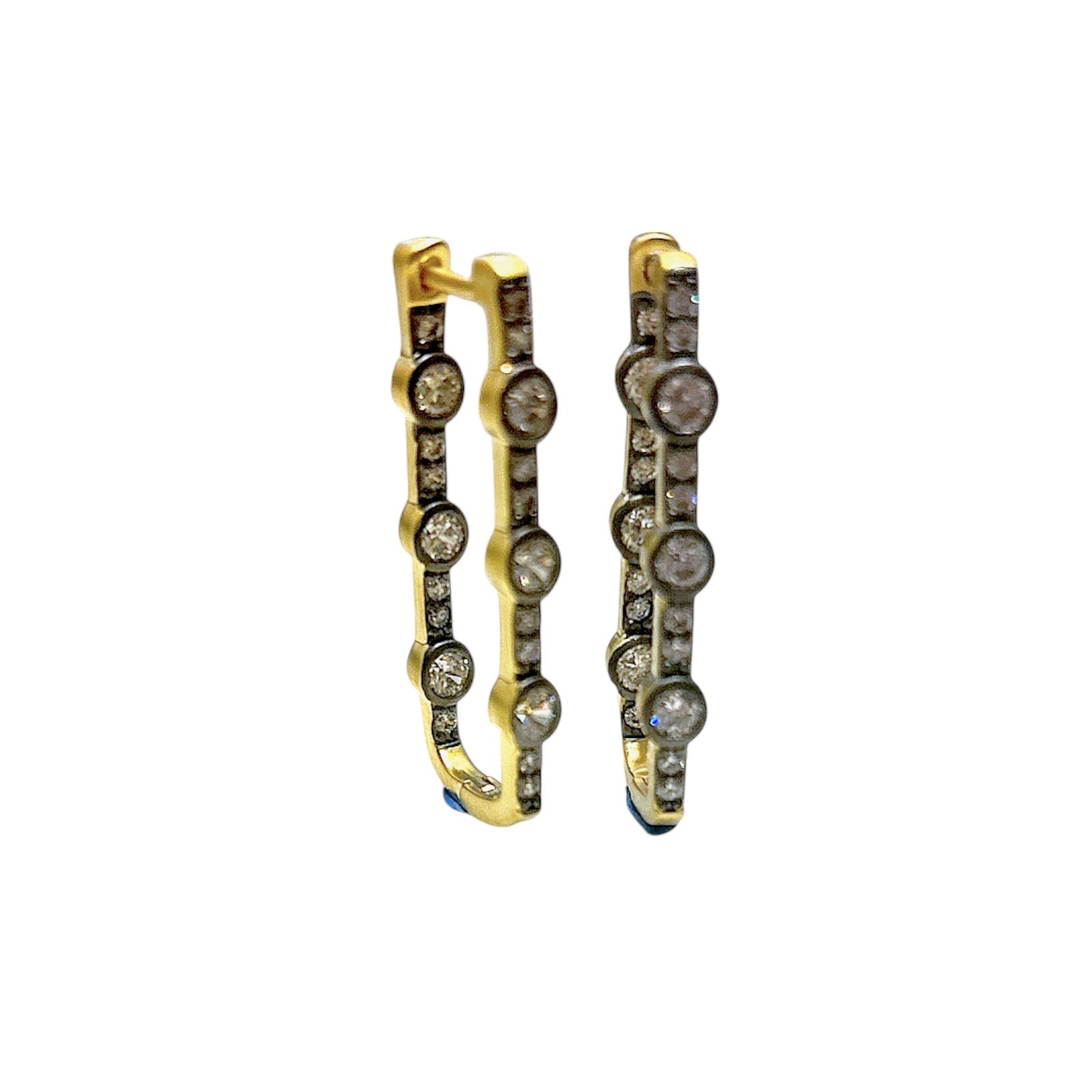 Rectangle pave Hoops