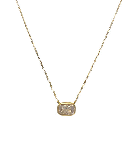 Square Diamond cut Cz Necklace