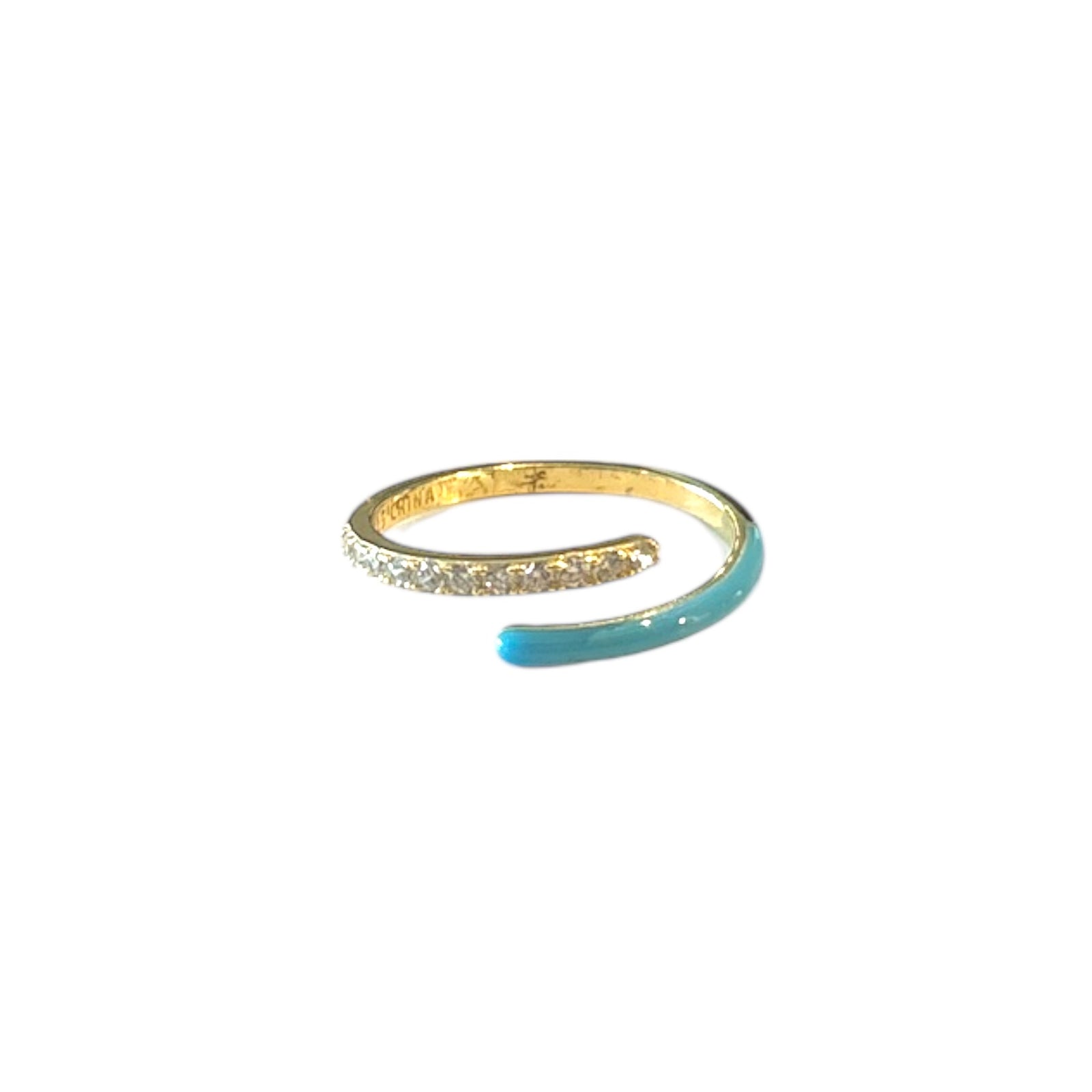 Spiral enamel Cz ring