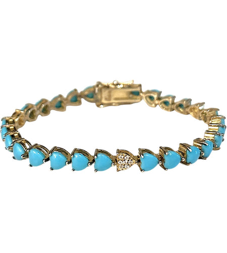 Hearts turquoise Cz Tennis Bracelet