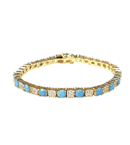 Mixed  turquoise Cz Tennis Bracelet