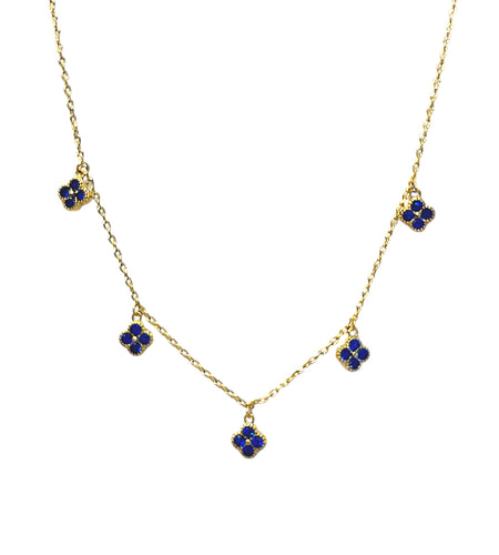 Mini blue cz clovers Necklace