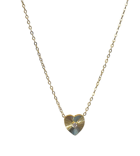 Mini Flutted Heart Necklace