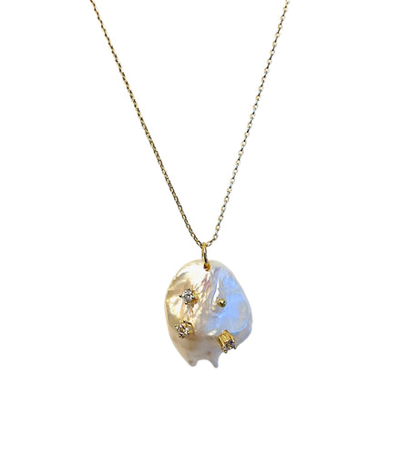 Abstract Pearl cz Necklace