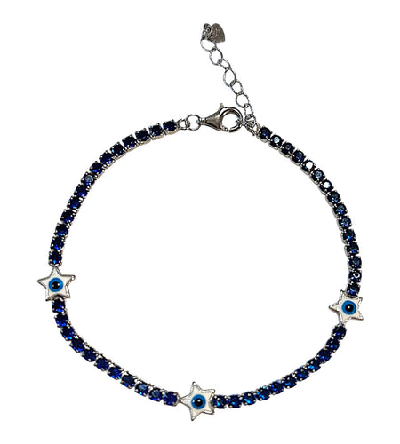 Evil eye stars thin tennis bracelet