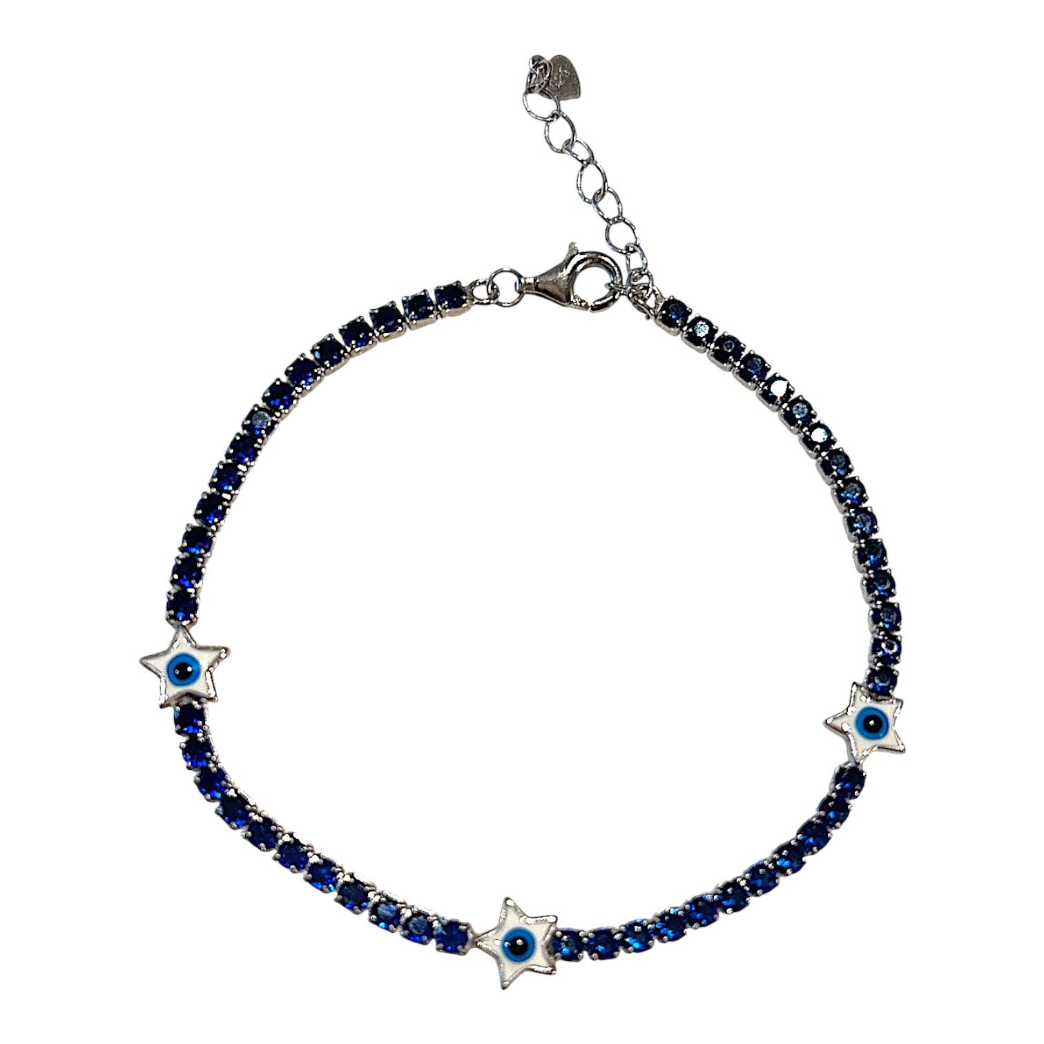 Evil eye stars thin tennis bracelet