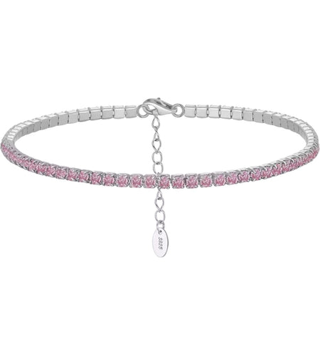 Thin Color Tennis Bracelet silver