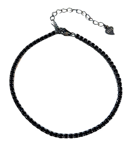 Black over silver thin tennis bracelet