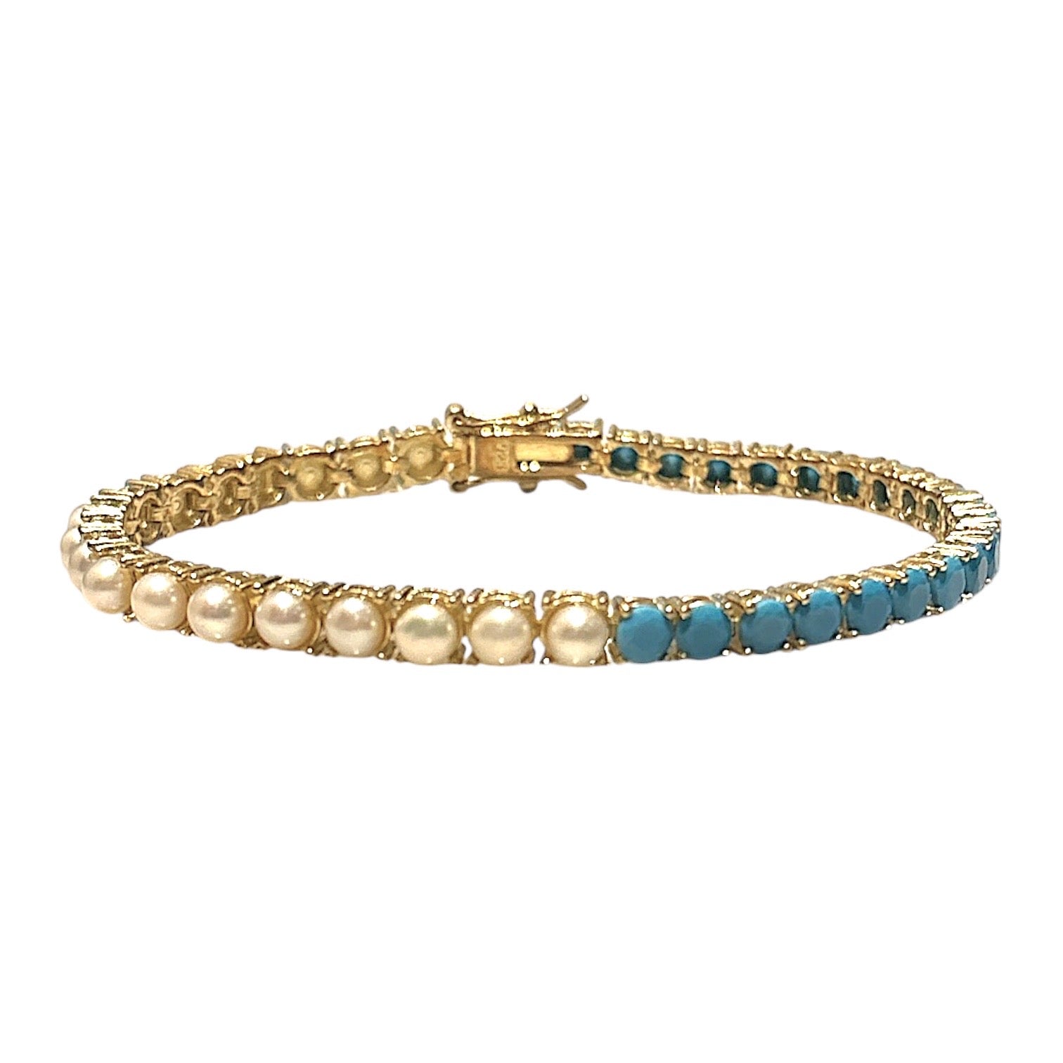 Pearl and Turquoise Tennis Bracelet
