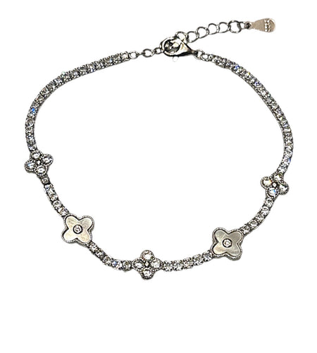 Thin Mother of pearl Clover tennis bracelet