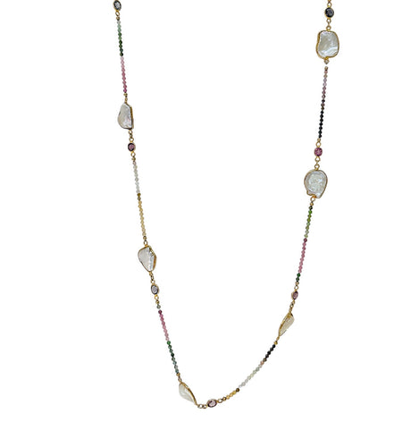 Zafires and pearls long necklace