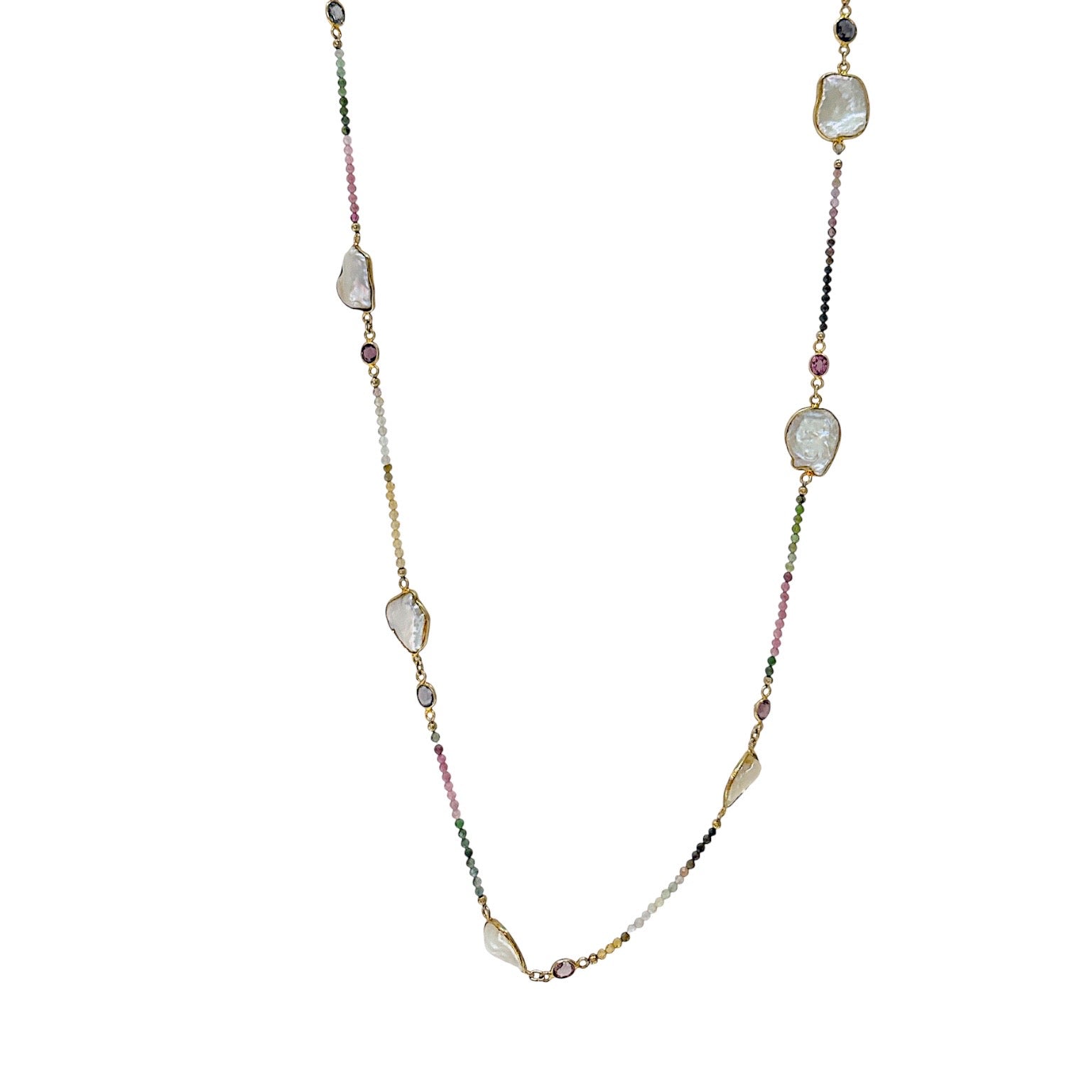 Zafires and pearls long necklace
