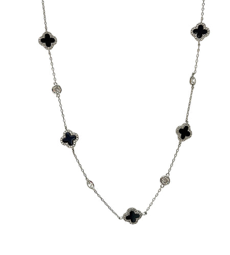 Black Onix clover Necklace