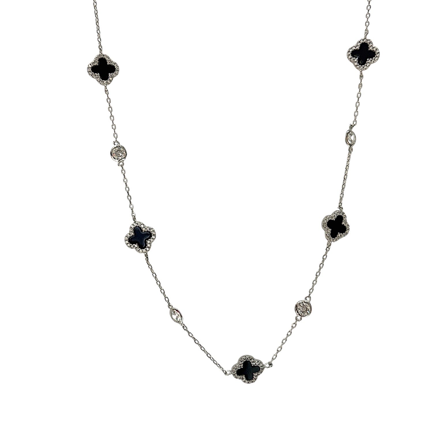 Black Onix clover Necklace