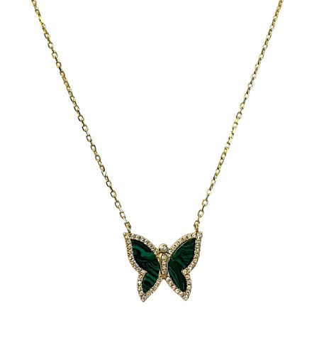 Malachite Stone Butterfly Necklace