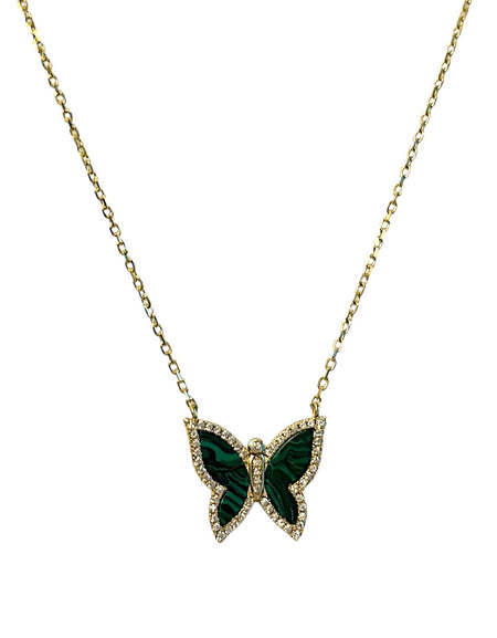 Malachite Stone Butterfly Necklace
