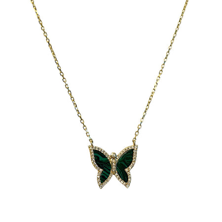 Malachite Stone Butterfly Necklace