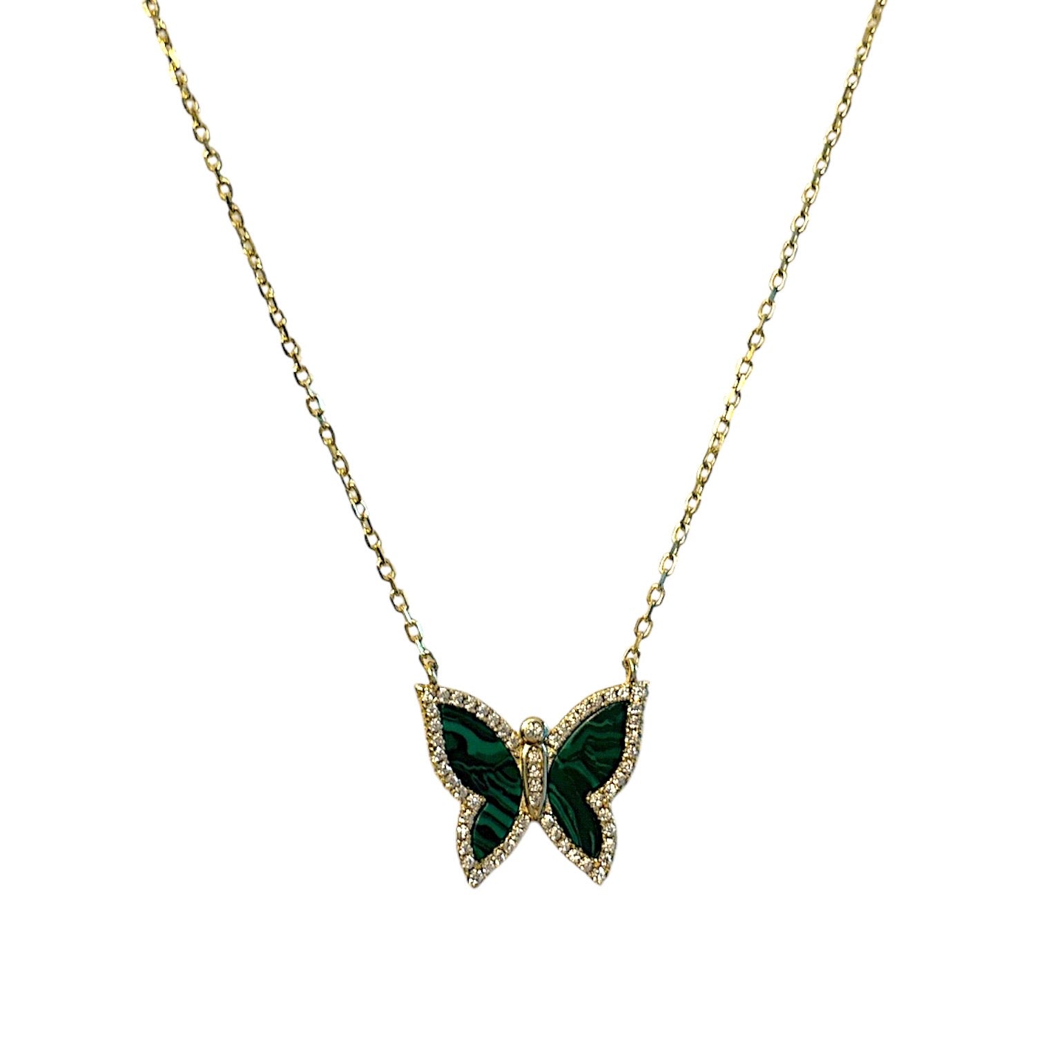 Malachite Stone Butterfly Necklace