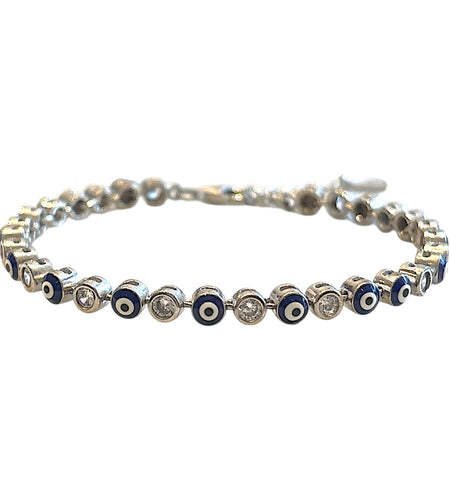 Diamond and enamel evil eye bracelet