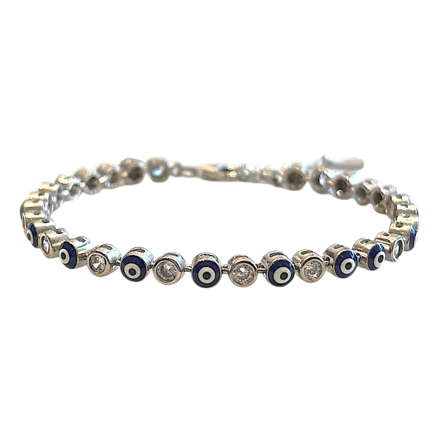 Diamond and enamel evil eye bracelet