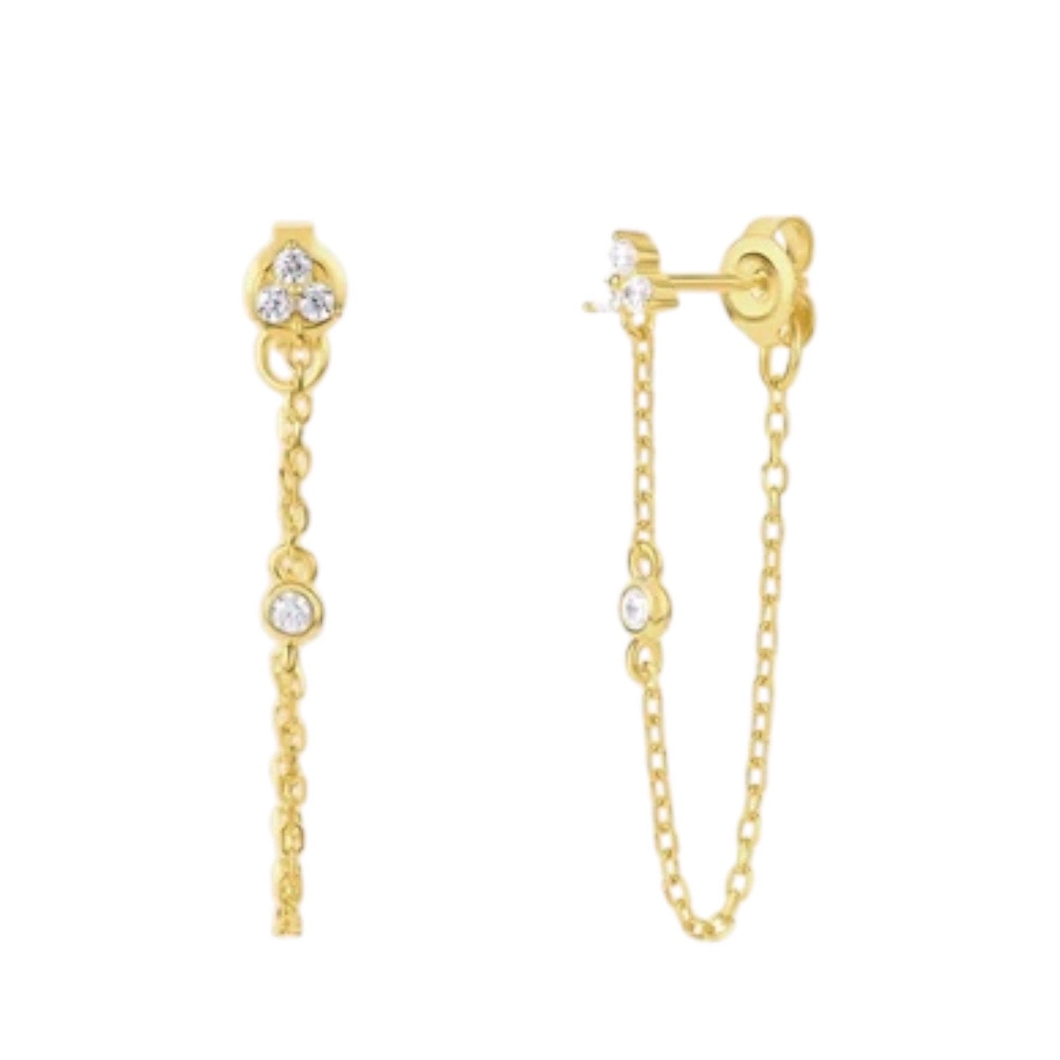 Triple Dot Chain Earrings