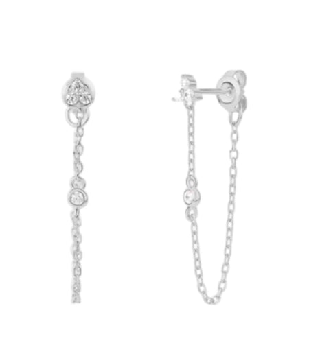 Triple Dot Chain Earrings