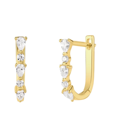 Multi-Stone Square Huggies