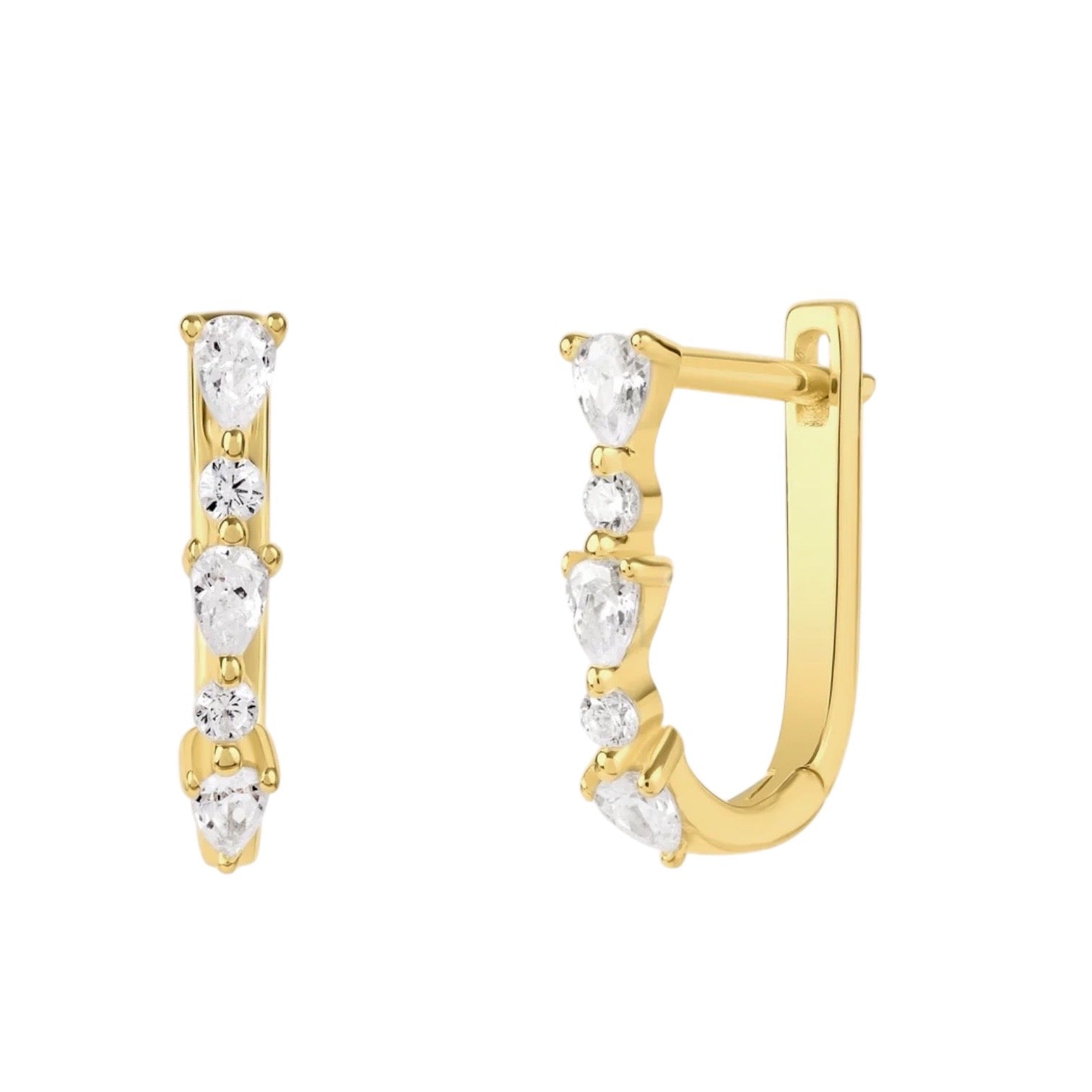 Multi-Stone Square Huggies