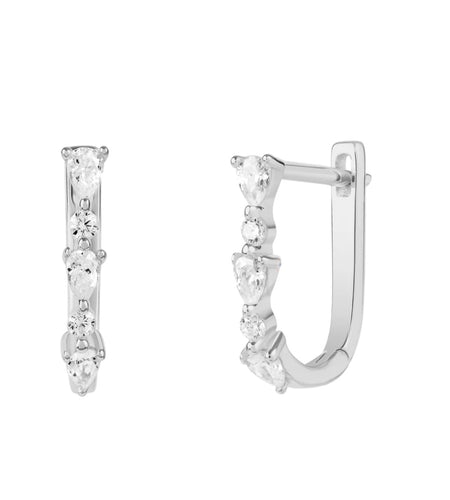 Multi-Stone Square Huggies